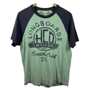 Hollister Longboards T-Shirt Men S Green Malibu South California Vintage Surf